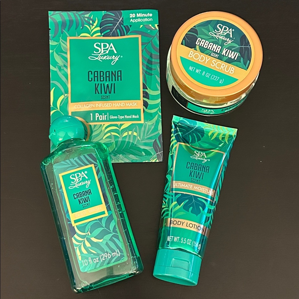 Spa Luxury Cabana Kiwi Body Care Gift Set body scrub wash lotion hand mask